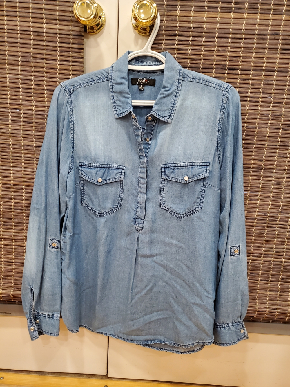 Earl Jeans Light Blue Denim Button-Front Blouse